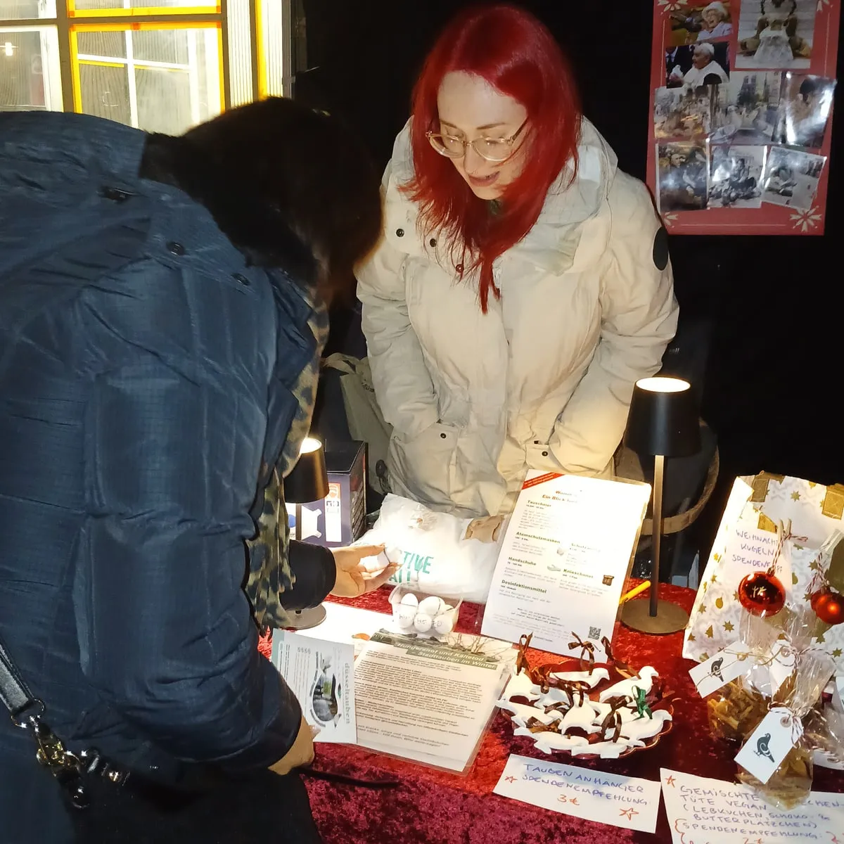 Infostand von düsseltauben mit Flyern und Informationsmaterial